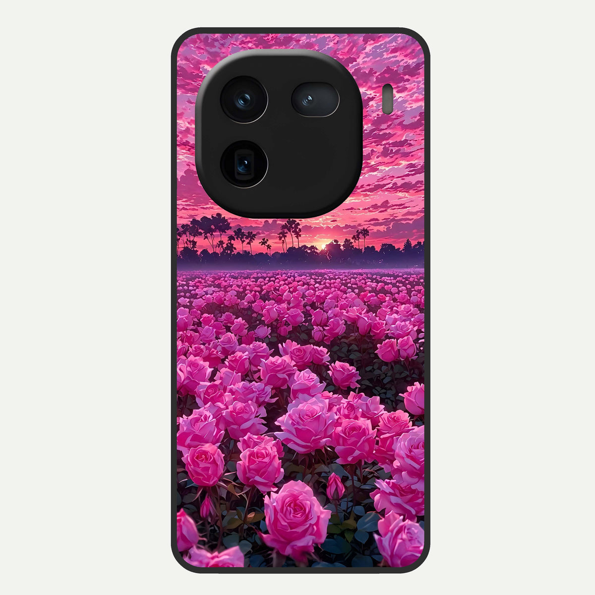  Rose Sunset Valley Glass Case For iQOO 12 5G back cover – full design glossy printed glass finish