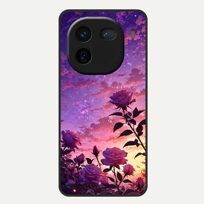  Starlit Rose Twilight Glass Case For iQOO 12 5G back cover – full design glossy printed glass finish