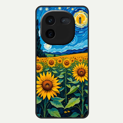  Starry Sunflower Dreams Glass Case For iQOO 12 5G back cover – full design glossy printed glass finish