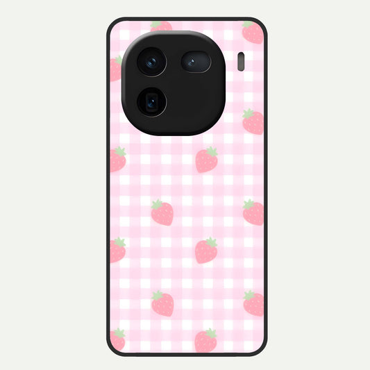  Strawberry Picnic Love Glass Case For iQOO 12 5G back cover – full design glossy printed glass finish