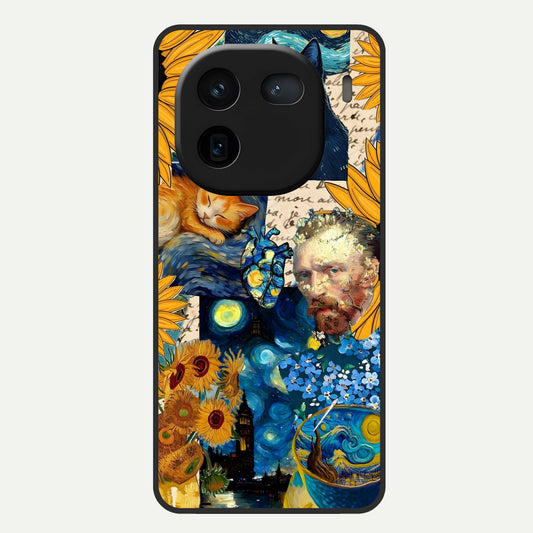 Sunflower Chic Mood Custom Name Glass Case For iQOO 12 5G back cover – full design glossy printed glass finish