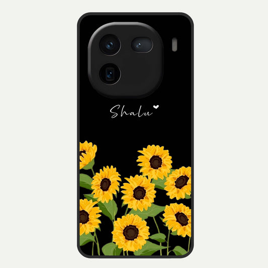  Sunflower Sky Bloom Glass Case For iQOO 12 5G back cover – full design glossy printed glass finish
