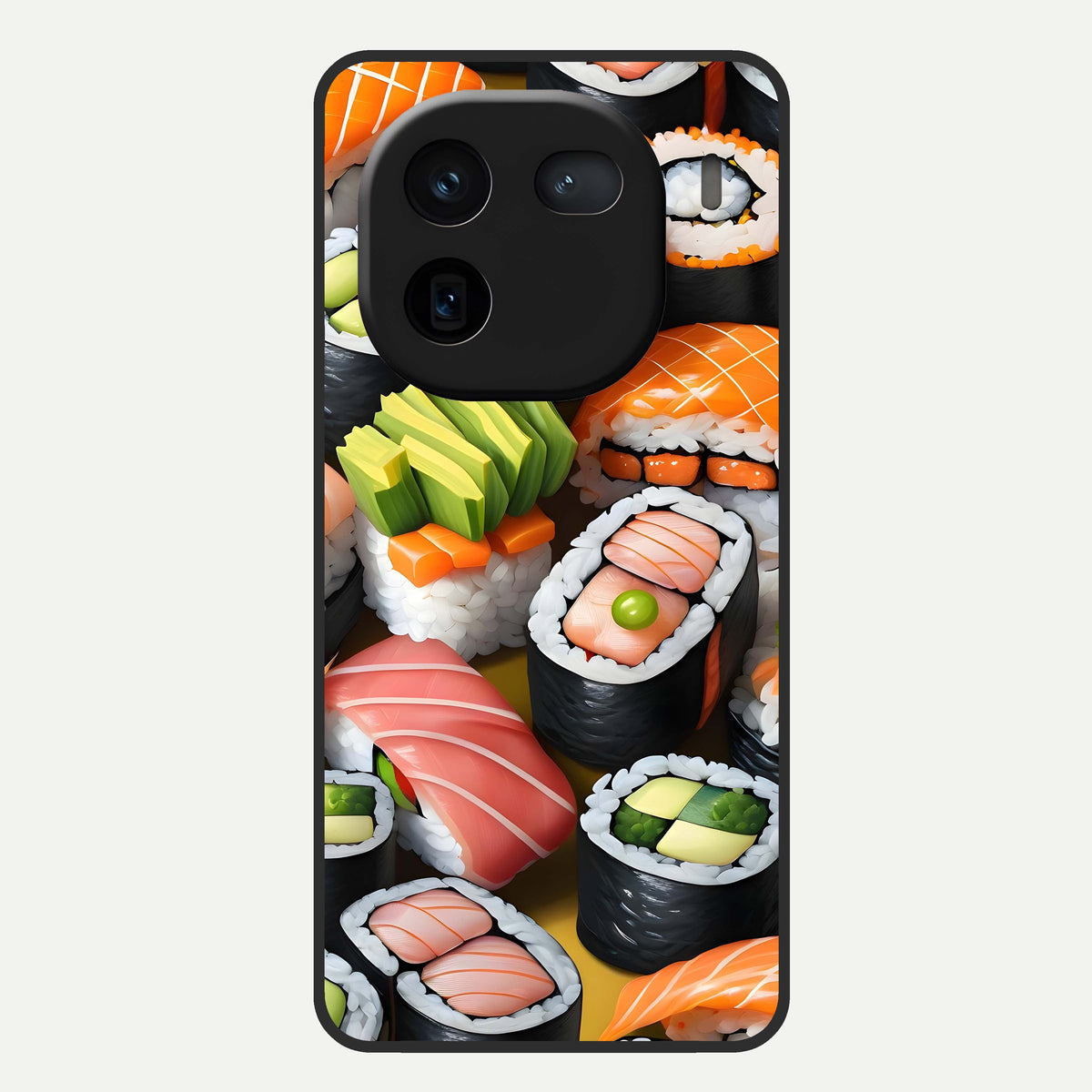  Sushi Food Pattern Glass Case For iQOO 12 5G back cover – full design glossy printed glass finish