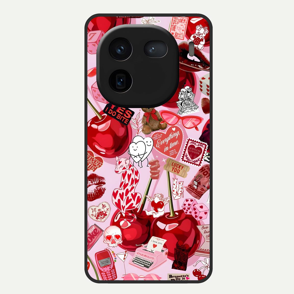  Sweet Cherry Chaos Glass Case For iQOO 12 5G back cover – full design glossy printed glass finish