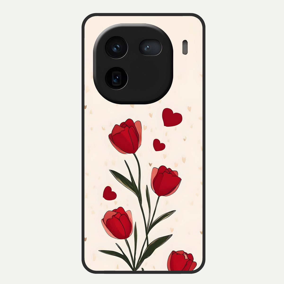  Tulip With Heart Glass Case For iQOO 12 5G back cover – full design glossy printed glass finish