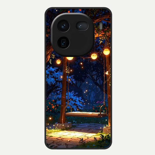  Twilight Garden Swing Glass Case For iQOO 12 5G back cover – full design glossy printed glass finish