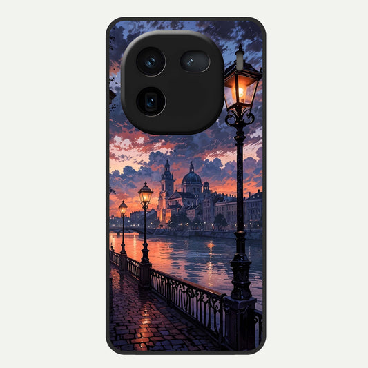  Twilight River Lights Glass Case For iQOO 12 5G back cover – full design glossy printed glass finish