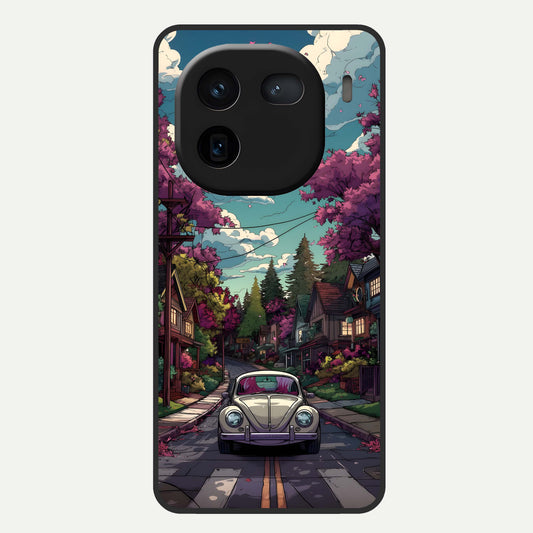  Vintage Street Drive Glass Case For iQOO 12 5G back cover – full design glossy printed glass finish