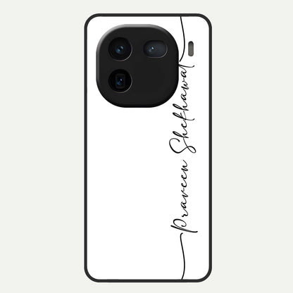  White Tune Custom Name Glass Case For iQOO 12 5G back cover – personalized glossy printed glass finish