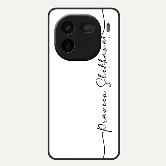  White Tune Custom Name Glass Case For iQOO 12 5G back cover – personalized glossy printed glass finish