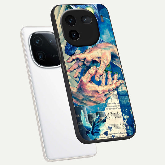  Aesthetic Divider phone case For iQOO 12 5G showing premium glass back cover with detailed artwork