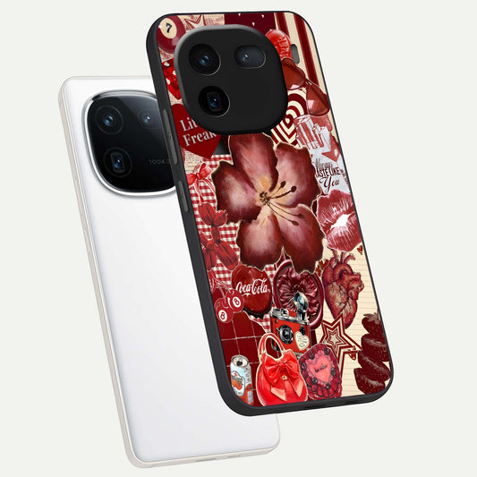  Aesthetic Little Freak phone case For iQOO 12 5G showing premium glass back cover with detailed artwork