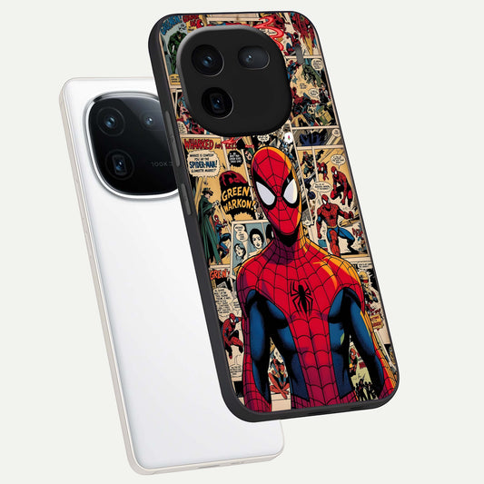  Aesthetic Spider phone case For iQOO 12 5G showing premium glass back cover with detailed artwork