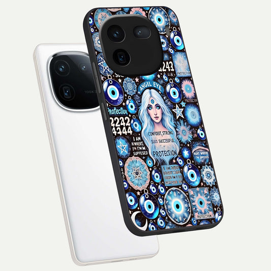  Angel Aura Shield phone case For iQOO 12 5G showing premium glass back cover with detailed artwork