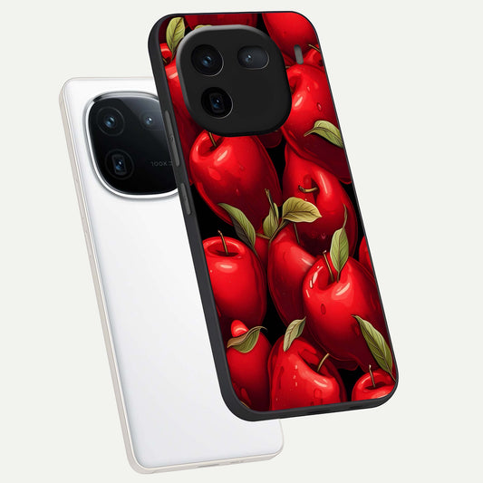  Apple Pattern phone case For iQOO 12 5G showing premium glass back cover with detailed artwork