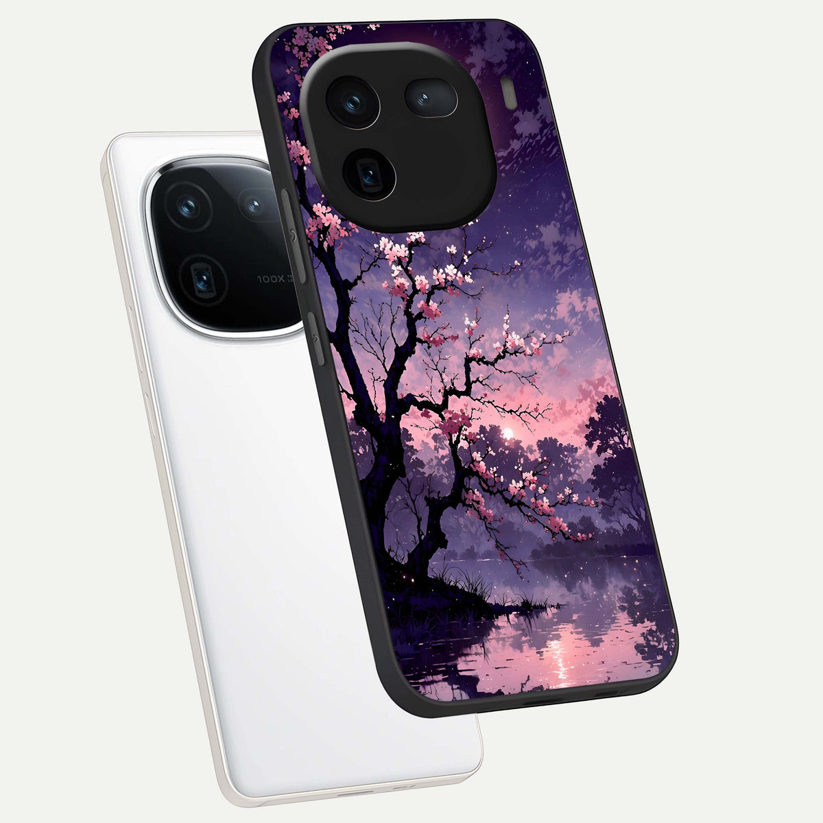  Blossom Pink Moon phone case For iQOO 12 5G showing premium glass back cover with detailed artwork