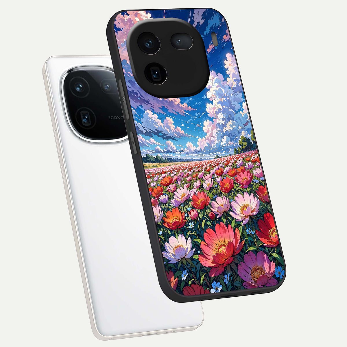  Blossom Sky Field phone case For iQOO 12 5G showing premium glass back cover with detailed artwork