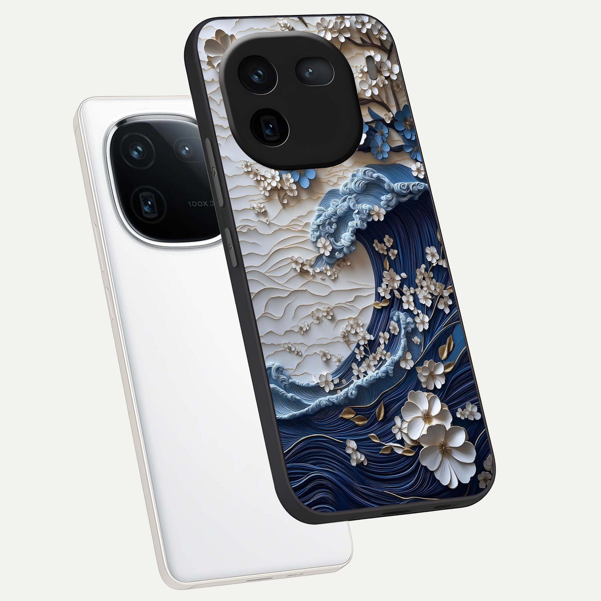  Blossom Wave Art phone case For iQOO 12 5G showing premium glass back cover with detailed artwork