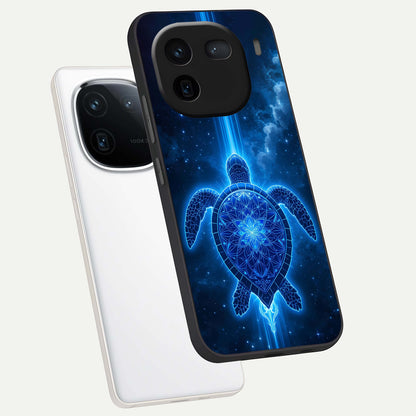  Blue Galaxy Turtle phone case For iQOO 12 5G showing premium glass back cover with detailed artwork