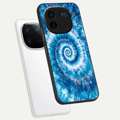  Blue Galaxy Wave phone case For iQOO 12 5G showing premium glass back cover with detailed artwork