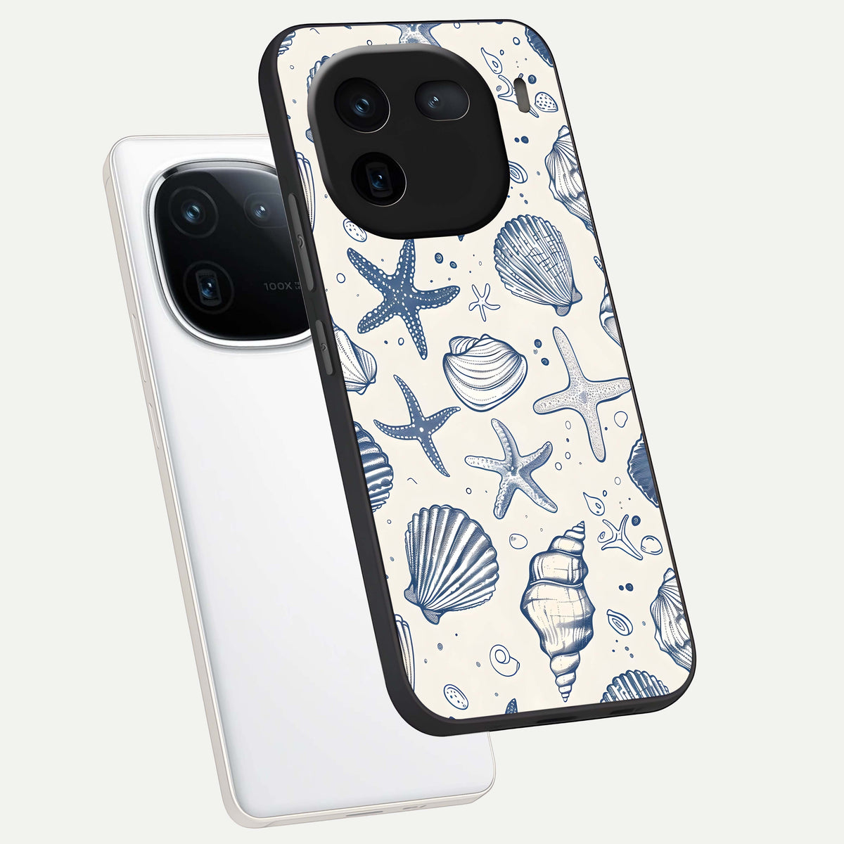  Blue Ocean Outline phone case For iQOO 12 5G showing premium glass back cover with detailed artwork