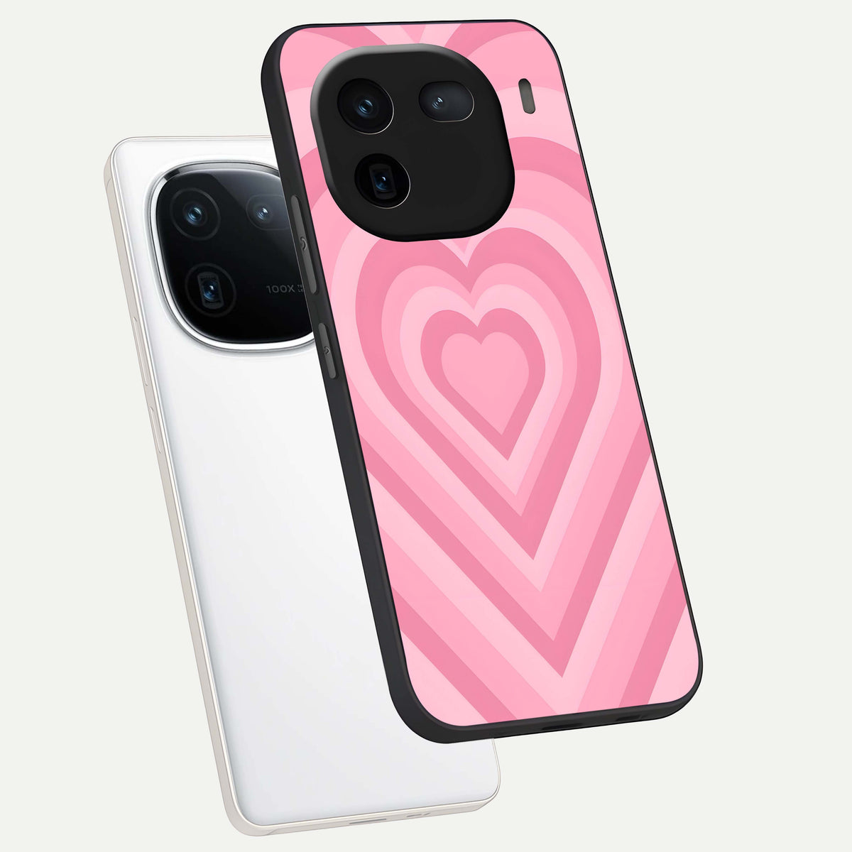  Blush Heart Waves phone case For iQOO 12 5G showing premium glass back cover with detailed artwork