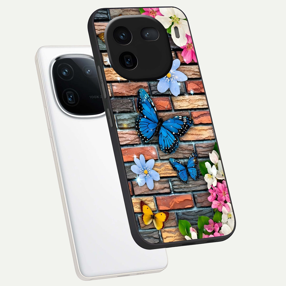  Brick Bloom Flight phone case For iQOO 12 5G showing premium glass back cover with detailed artwork
