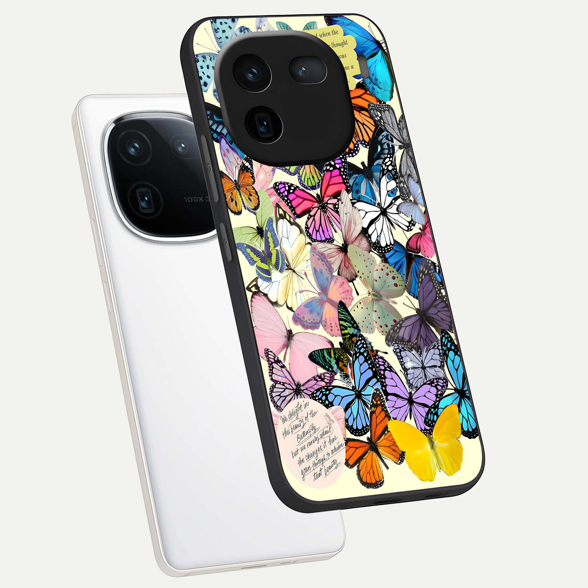  Butterflies Petal Dream phone case For iQOO 12 5G showing premium glass back cover with detailed artwork