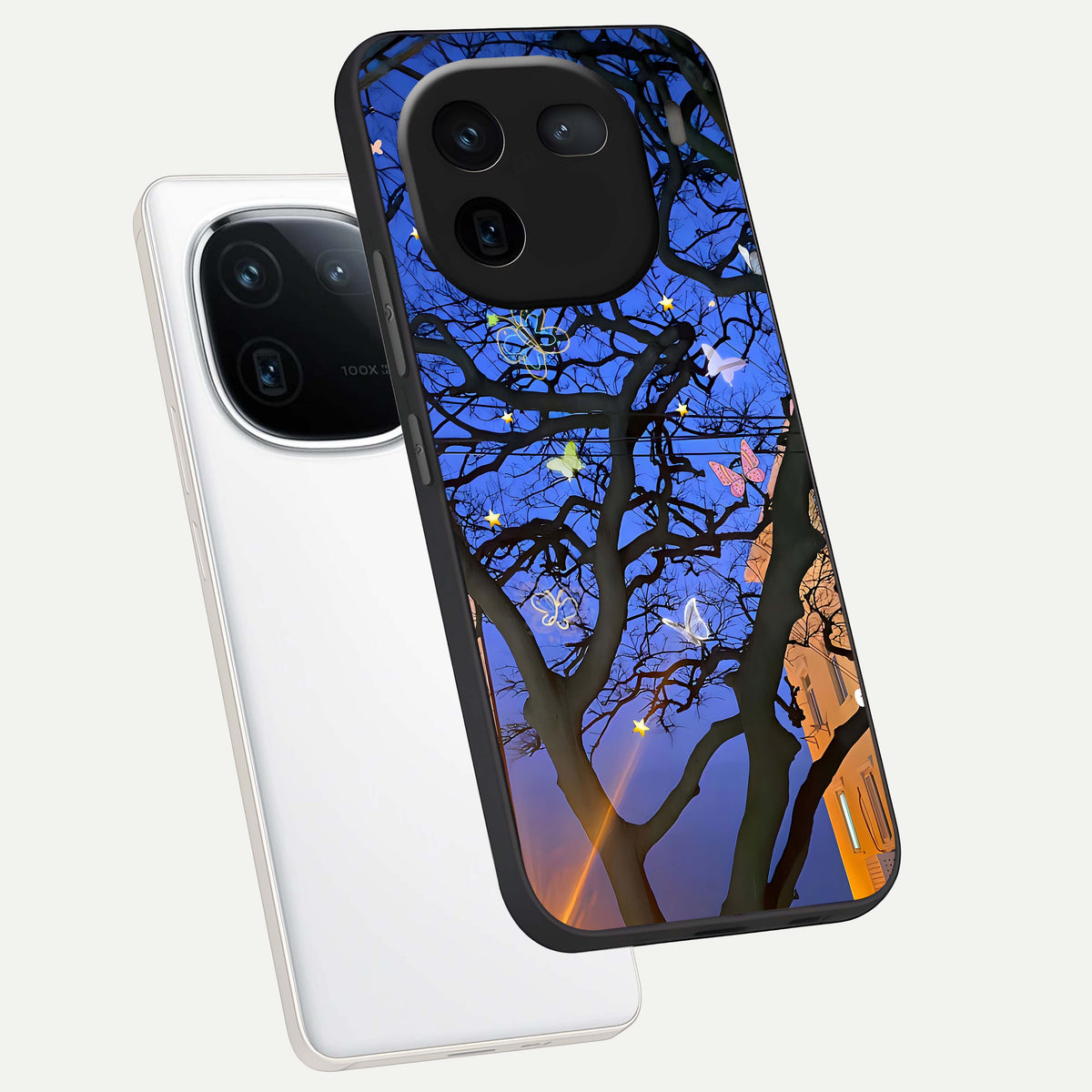  Butterfly Night Magic phone case For iQOO 12 5G showing premium glass back cover with detailed artwork