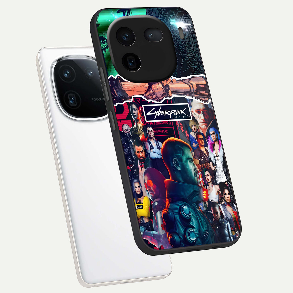  CYBERPUNK Legacy phone case For iQOO 12 5G showing premium glass back cover with detailed artwork