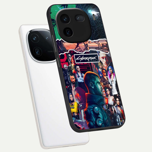  CYBERPUNK Legacy phone case For iQOO 12 5G showing premium glass back cover with detailed artwork