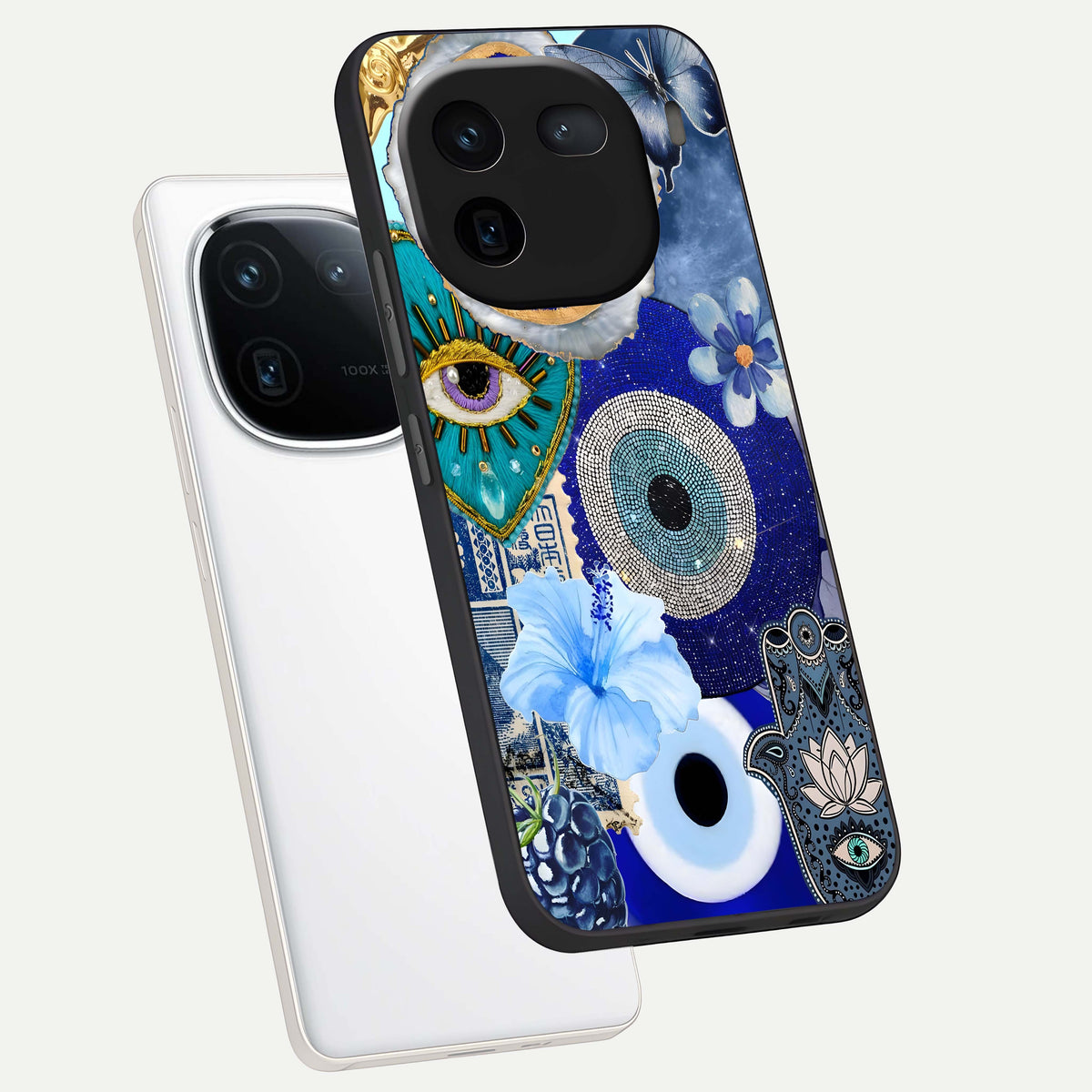  Celestial Blue Vision phone case For iQOO 12 5G showing premium glass back cover with detailed artwork
