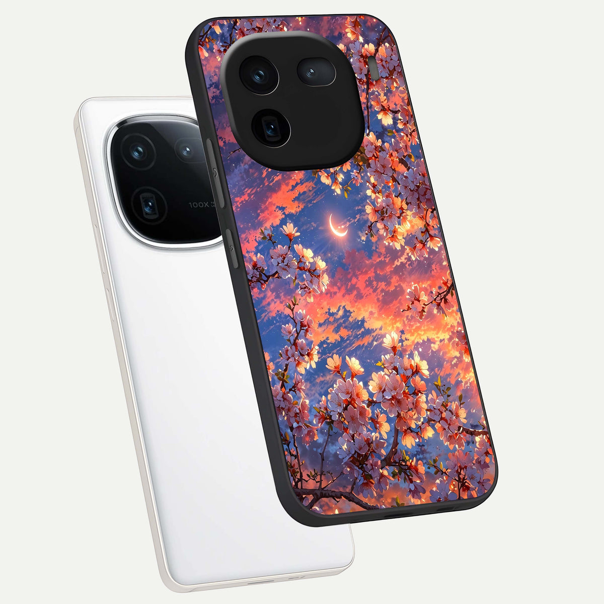  Celestial Sakura Sunset phone case For iQOO 12 5G showing premium glass back cover with detailed artwork