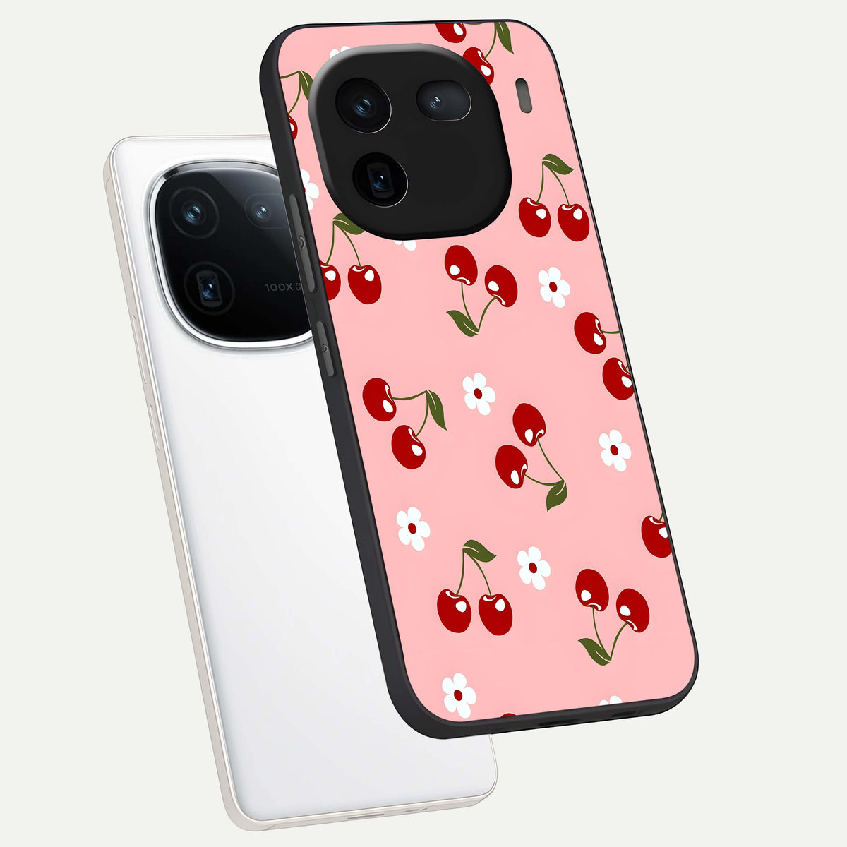  Cherry Love Mood phone case For iQOO 12 5G showing premium glass back cover with detailed artwork