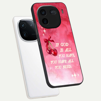  Cherry Quote phone case For iQOO 12 5G showing premium glass back cover with detailed artwork