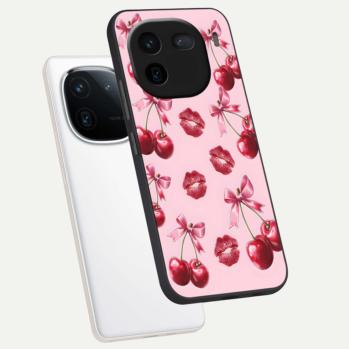  Cherry With Lips phone case For iQOO 12 5G showing premium glass back cover with detailed artwork