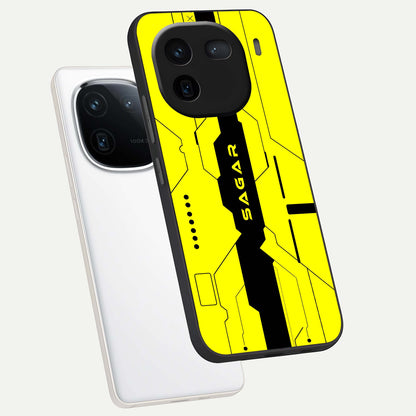  Circuit CYBERPUNK Custom Name phone case For iQOO 12 5G showing premium glass back cover with detailed artwork