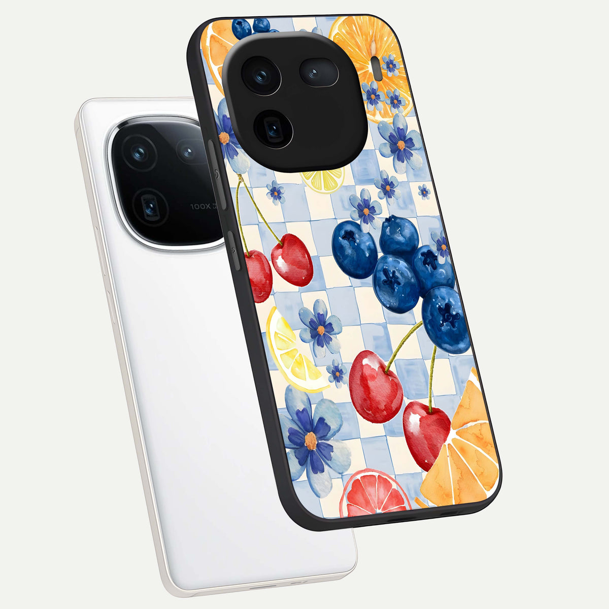  Citrus Bloom Joy phone case For iQOO 12 5G showing premium glass back cover with detailed artwork
