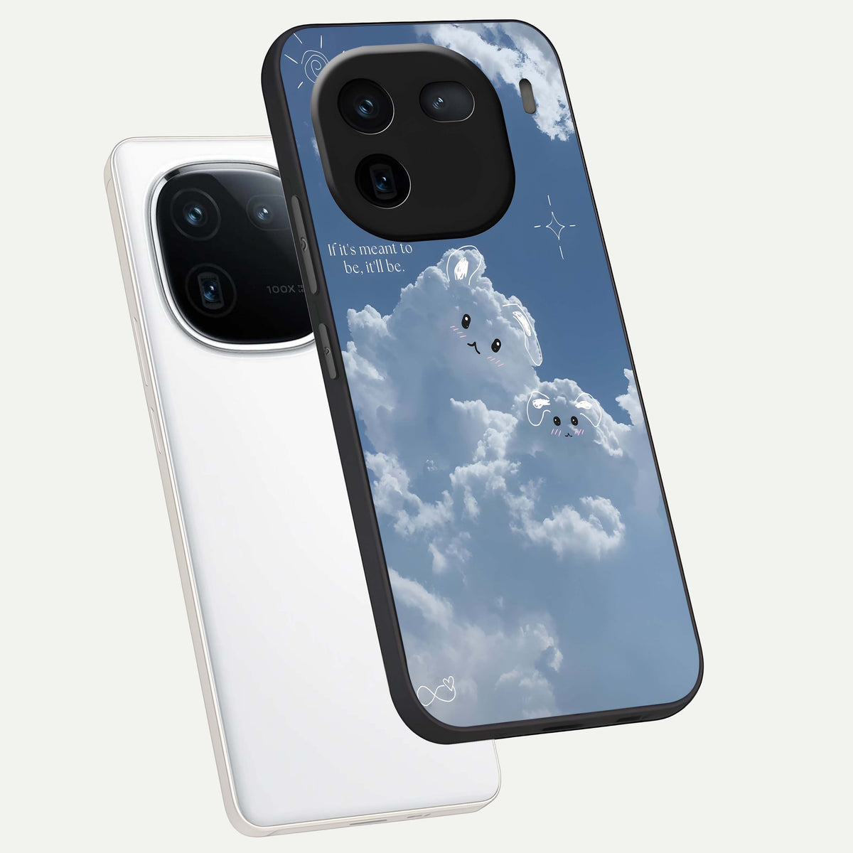  Cloud Bunny Dreams phone case For iQOO 12 5G showing premium glass back cover with detailed artwork