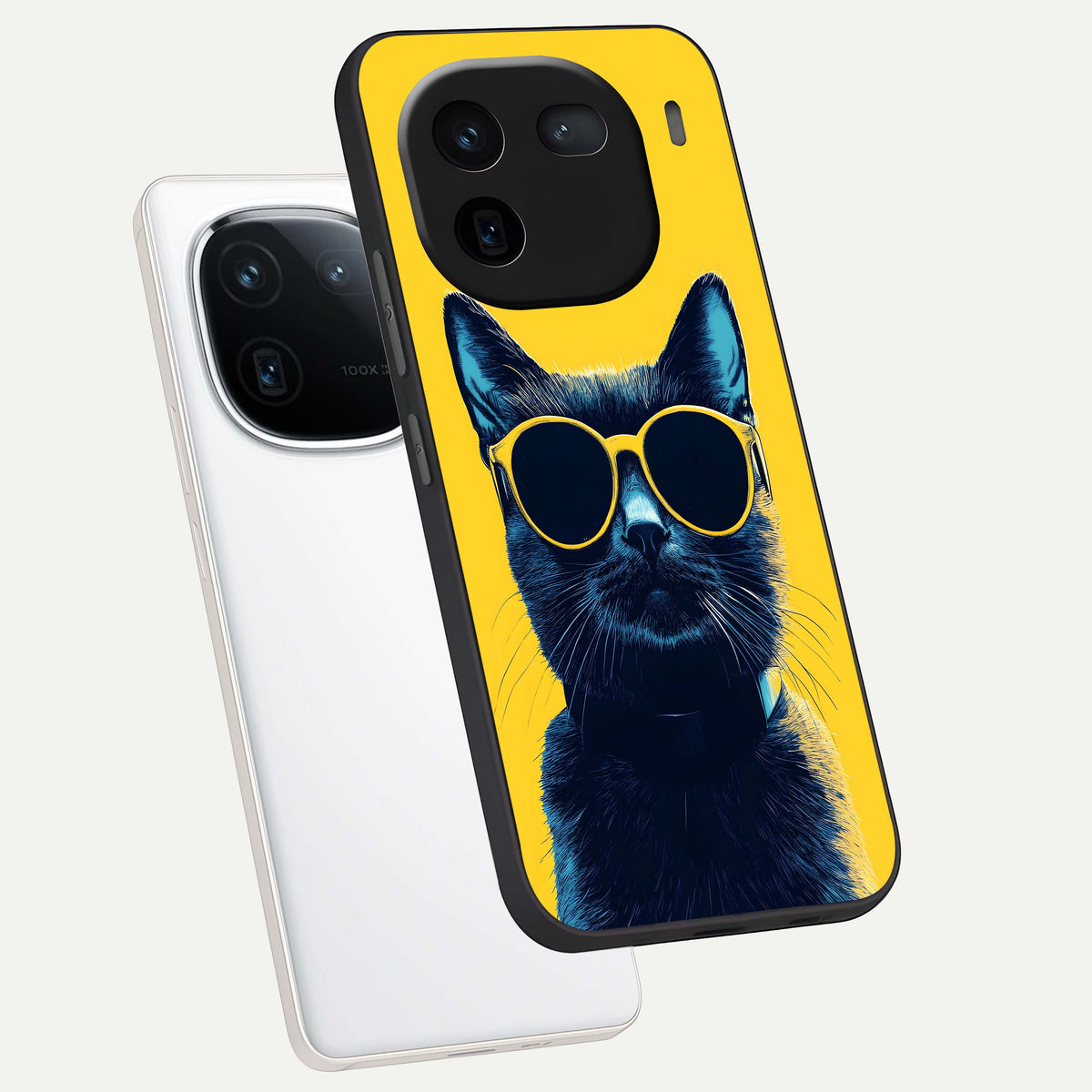  Cool Cat Vibes phone case For iQOO 12 5G showing premium glass back cover with detailed artwork