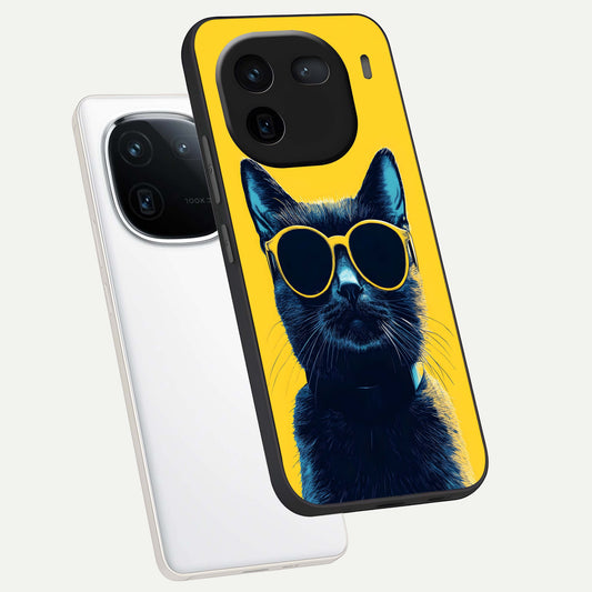  Cool Cat Vibes phone case For iQOO 12 5G showing premium glass back cover with detailed artwork