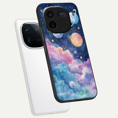  Cosmic Planet Dreams phone case For iQOO 12 5G showing premium glass back cover with detailed artwork