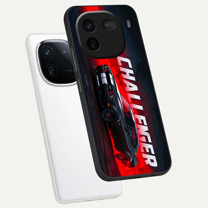  Crimson Challenger Fury phone case For iQOO 12 5G showing premium glass back cover with detailed artwork