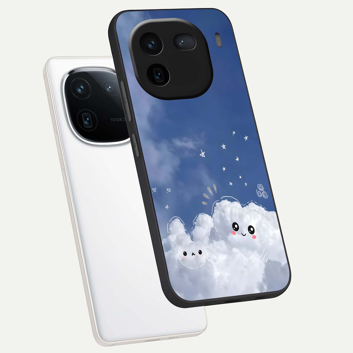  Cute Blossom Cloud phone case For iQOO 12 5G showing premium glass back cover with detailed artwork