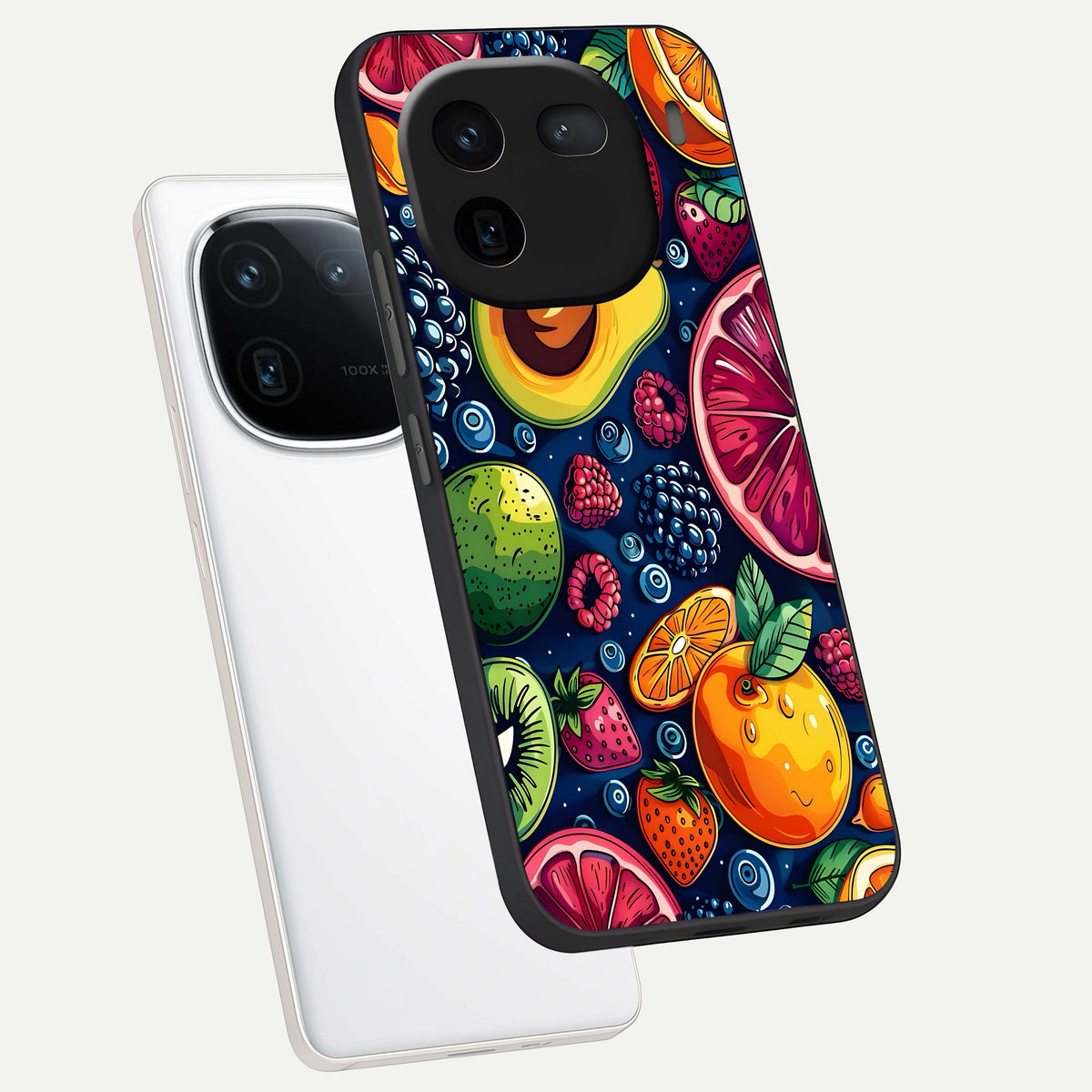  Cute Fruits Art phone case For iQOO 12 5G showing premium glass back cover with detailed artwork