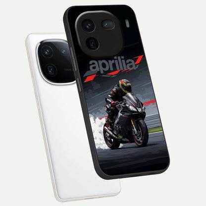  Dark Aprilla phone case For iQOO 12 5G showing premium glass back cover with detailed artwork