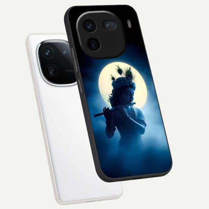  Divine Moon Flute phone case For iQOO 12 5G showing premium glass back cover with detailed artwork