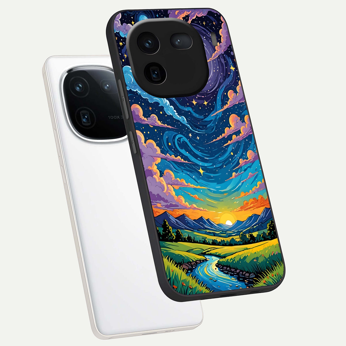  Dreamy Night Landscape phone case For iQOO 12 5G showing premium glass back cover with detailed artwork