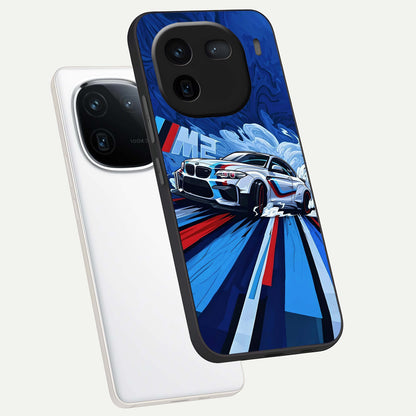  Drift Power Rush phone case For iQOO 12 5G showing premium glass back cover with detailed artwork