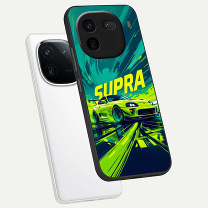 Electric Supra Thunder phone case For iQOO 12 5G showing premium glass back cover with detailed artwork